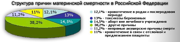 Структуру материнской смертности наглядно можно представить при помощи диаграммы