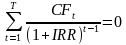 Внутренняя норма доходности IRR рассчитывается по формуле